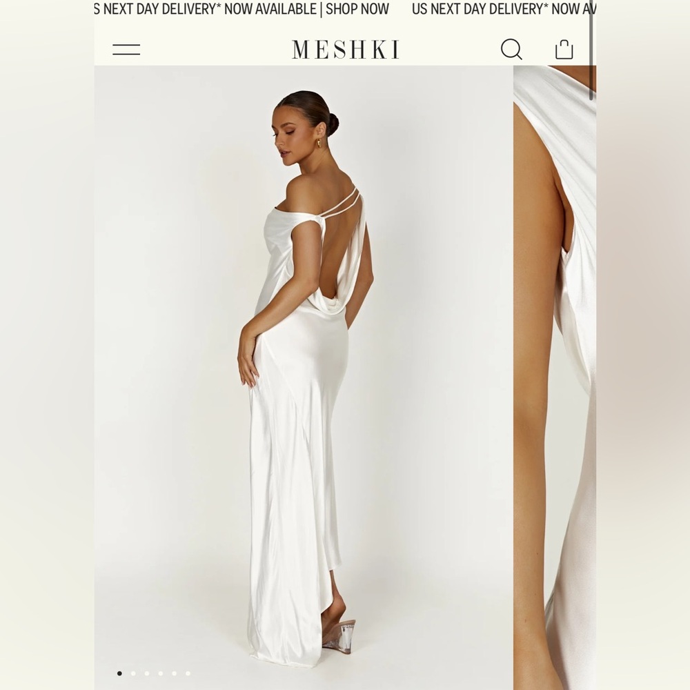 Meshki Off-Shoulder White Backless Dress